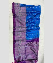 Blue and Magenta gadwal pattu sarees with turning border design