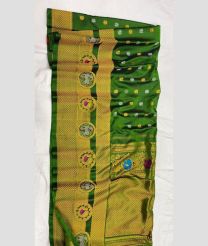 Green and Golden gadwal pattu sarees with turning border design