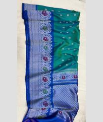 Medium Teal and Blue gadwal pattu sarees with turning border design