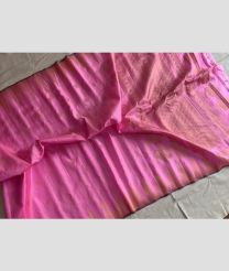 Rose Pink and Golden gadwal pattu sarees with Temple Border design