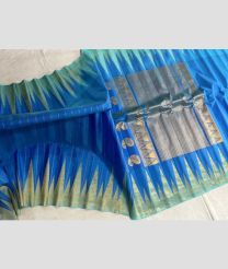 Blue and Golden gadwal pattu sarees with Temple Border design
