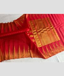 Pink and Golden gadwal pattu sarees with Temple Border design