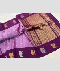 Lavender and Plum Purple gadwal pattu sarees with turning border design