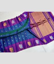 Blue Ivy and Magenta gadwal pattu sarees with turning border design
