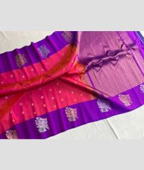 Pink and Purple gadwal pattu sarees with turning border design