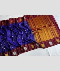 Navy Blue and Maroon gadwal pattu sarees with turning border design