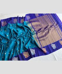 Blue Ivy and Royal Blue gadwal pattu sarees with turning border design