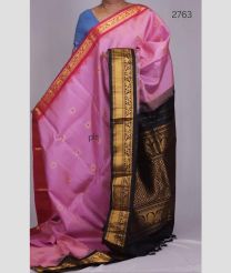 Rose Pink and Black gadwal pattu sarees with Kuttu Border design