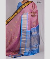 Dust Pink and Blue gadwal pattu sarees with Kuttu Border design