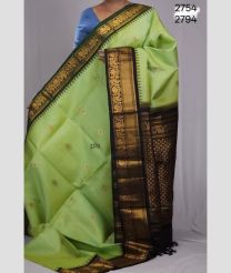Pista and Black gadwal pattu sarees with Kuttu Border design