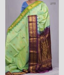 Pist and Dark Magenta gadwal pattu sarees with Kuttu Border design