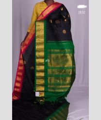 Black and Green gadwal pattu sarees with Kuttu Border design