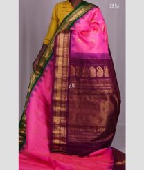 Pink and Dark Magenta gadwal pattu sarees with Kuttu Border design