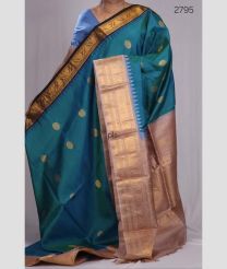 Blue and Bisque gadwal pattu sarees with Kuttu Border design