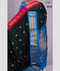 Black and Blue gadwal pattu sarees with Kuttu Border design