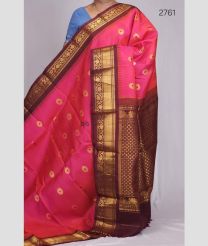 Pink and Maroon gadwal pattu sarees with Kuttu Border design
