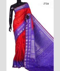 Red and Purple gadwal pattu sarees with Kuttu Border design