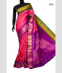 Pink and Magenta gadwal pattu sarees with Kuttu Border design