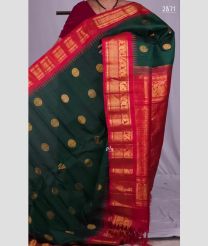 Pine Green and Pink gadwal pattu sarees with Kuttu Border design