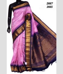 Baby Pink and Navy blue gadwal pattu sarees with Kuttu Border design