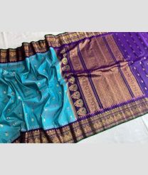 Blue Ivy and Purple gadwal pattu sarees with Temple Border design