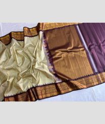 Cream and Plum Purple gadwal pattu sarees with All over Checks and Buttas design