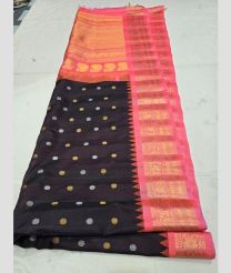 Chocolate and Baby Pink gadwal pattu sarees with All over Buttas design