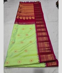 Pista and Crimson gadwal pattu sarees with All over Buttas design