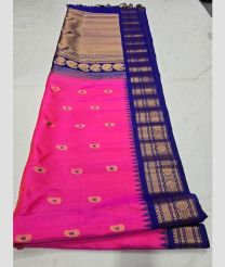 Pink and Navy Blue gadwal pattu sarees with All over Buttas design