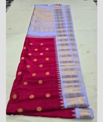 Crimson and Lavender gadwal pattu sarees with All over Buttas design