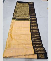 Cream and Black gadwal pattu sarees with All over Buttas design