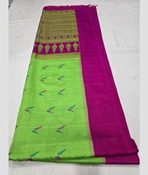 Lite Green and Magenta gadwal pattu sarees with All over Buttas design