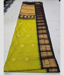 Mustard Yellowa nd Black gadwal pattu sarees with All over Buttas design