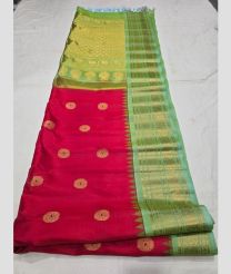 Pink and Pista gadwal pattu sarees with All over Buttas design