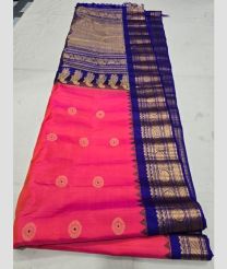 Pink and Royal Blue gadwal pattu sarees with All over Buttas design