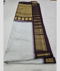 Half White and Dark Chocolate gadwal pattu sarees with All over Buttas design