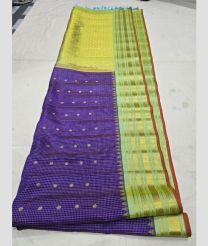 Purple and Pista gadwal pattu sarees with All over Buttas design