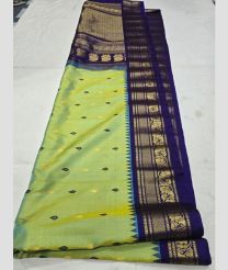 Slime Green and Navy Blue gadwal pattu sarees with All over Buttas design