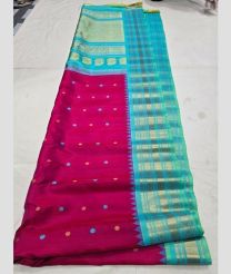 Pink and Blue Turquoise gadwal pattu sarees with All over Buttas design