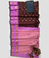 Hot Pink and Chocolate gadwal pattu sarees with All over Checks and Buttas design