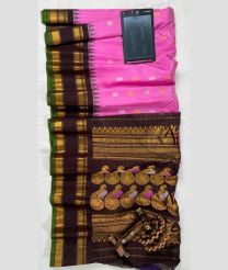 Rose Pink and Dark Chocoalte gadwal pattu sarees with All over Checks and Buttas design