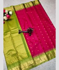 olive green and maroon colour gadwal pattu sarees with All over Buttas design