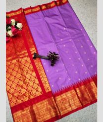 brown and purple colour gadwal pattu sarees with All over Buttas design