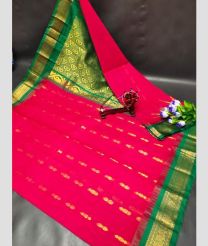 magenta red colour gadwal pattu sarees with Kanchi Border design