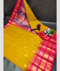 olive colour gadwal pattu sarees with Kanchi Border design