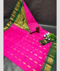 magenta colour gadwal pattu sarees with Kanchi Border design