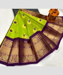 olive green and brown colour gadwal pattu sarees with All over Buttas design