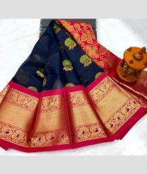 brown and violet colour gadwal pattu sarees with All over Buttas design