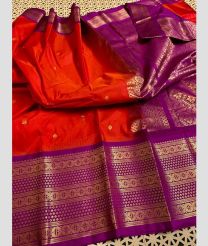 maroon and purple colour gadwal pattu sarees with Temple Border design