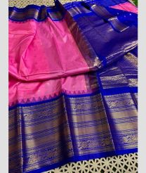 pink and brown colour gadwal pattu sarees with Temple Border design